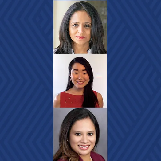 3 portraits of Sabrina Iqbal (Flexible MBA ’22), Padma Samala (Flexible MBA ’21), and Rhianna Taniguchi (Flexible MBA ‘23) 