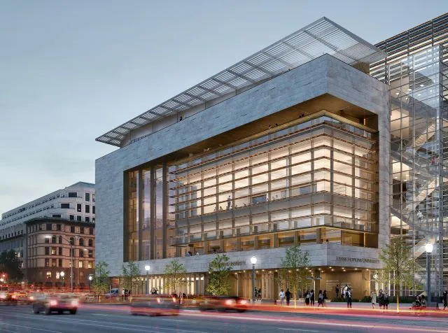 555 building East corner in twilight