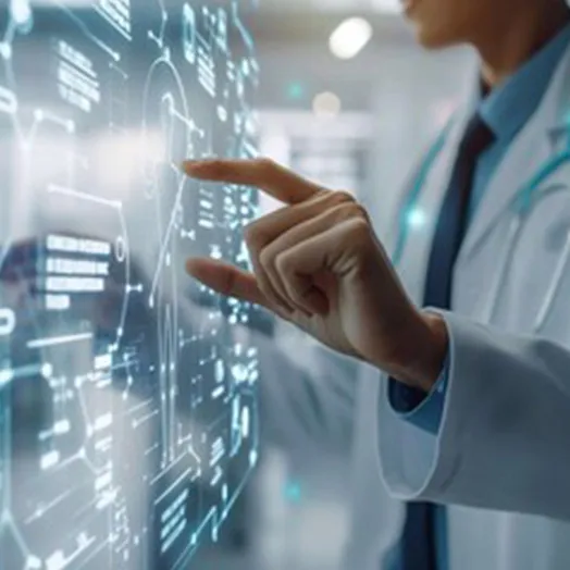 man presenting on AI digital whiteboard